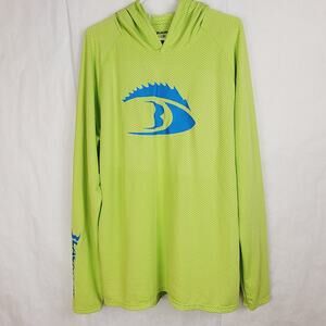 Blackfish Angler Sun green textured long sleeved performance hoodie Size XL